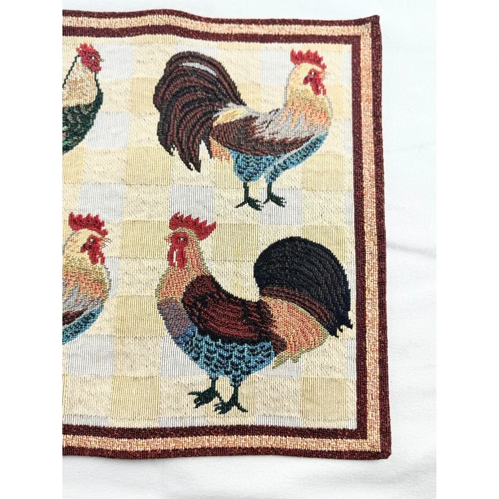 Vintage Rooster Tapestry Placemats Set of‎ 2 Farmhouse Table Mats